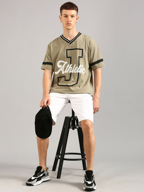 Olive Printed Oversized T-Shirt